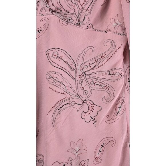 Pink Tunic Blouse Kimono Sleeve 1X Dressbarn Paisley Floral Whimsygoth Fairycore - Picture 11 of 14